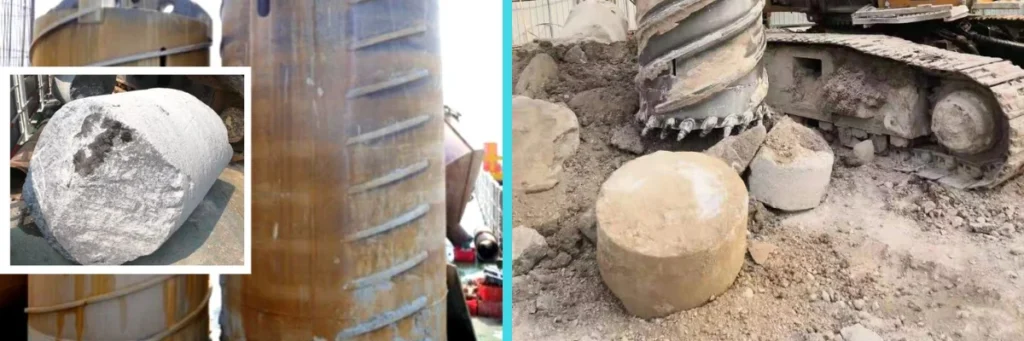 Aca se muestra a la herramienta core barrel y su efectividad al momento de cortar la roca